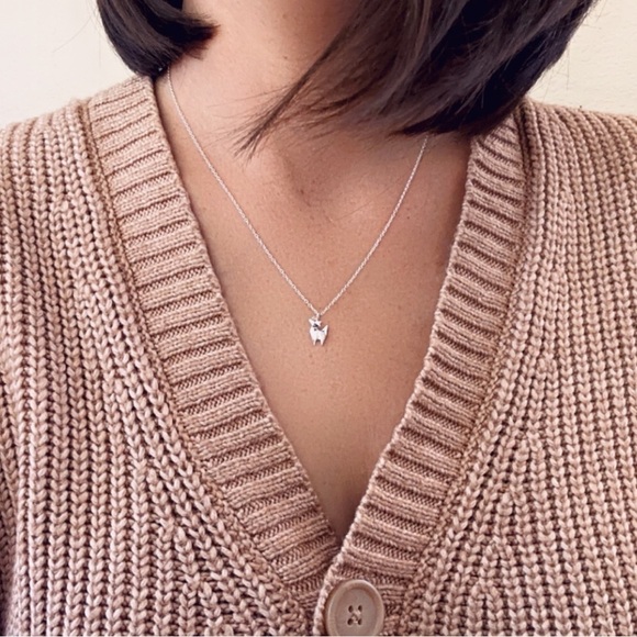 Sterling Silver Origami Cat Necklace - Picture 5 of 8